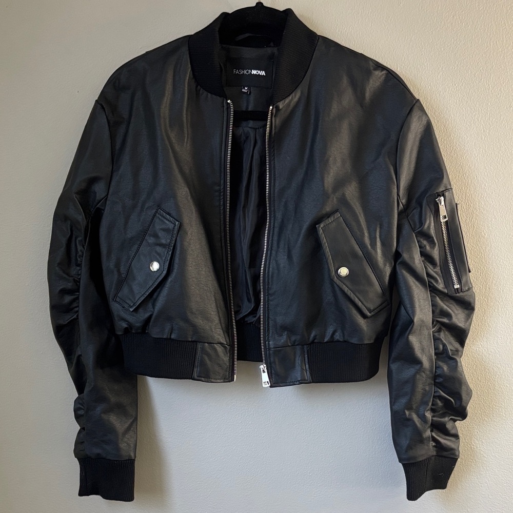 Fashion Nova Black Bomber Jacket